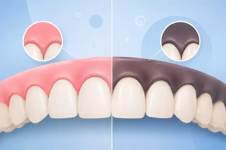 علت سیاه شدن لثه چیست؟ بررسی ۸ دلیل اصلی و روش‌های درمان